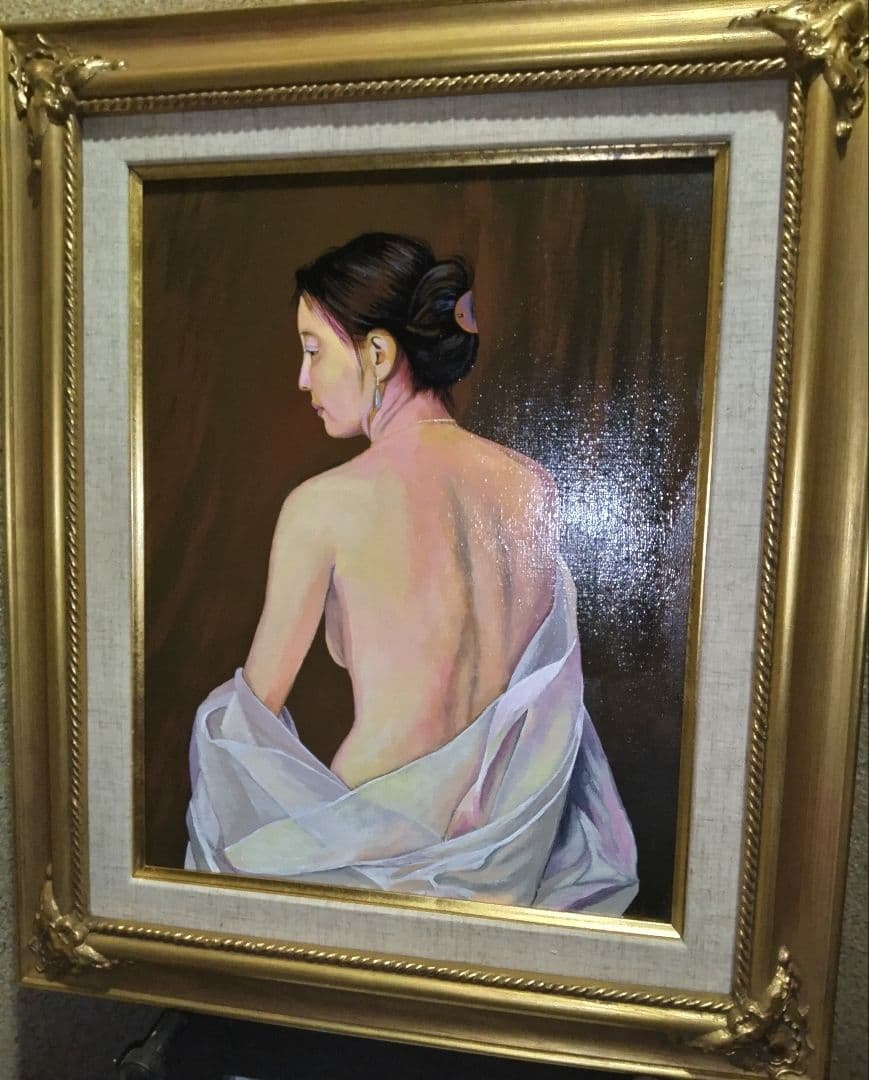 森本草介、絵画、美人画、油彩６号、裸婦、Nude.Woman新品高級額縁、肉筆。