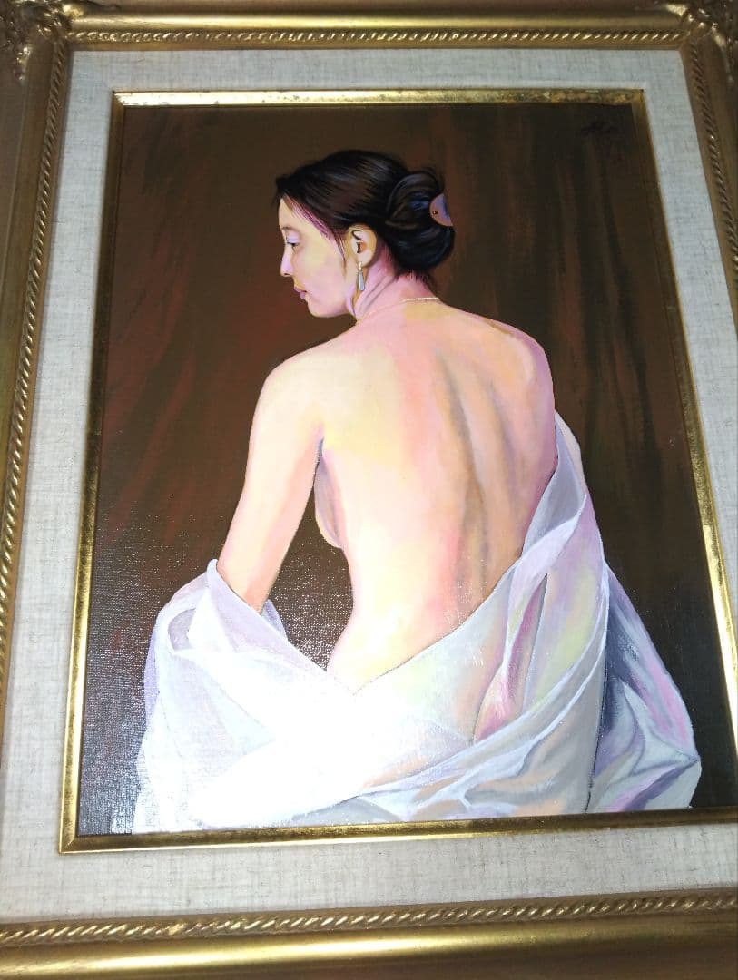 森本草介、絵画、美人画、油彩６号、裸婦、Nude.Woman新品高級額縁、肉筆。