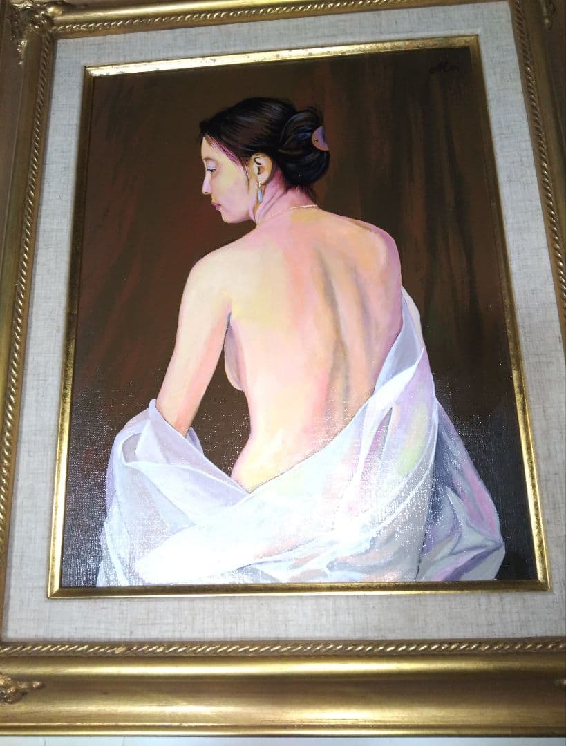 森本草介、絵画、美人画、油彩６号、裸婦、Nude.Woman新品高級額縁、肉筆。