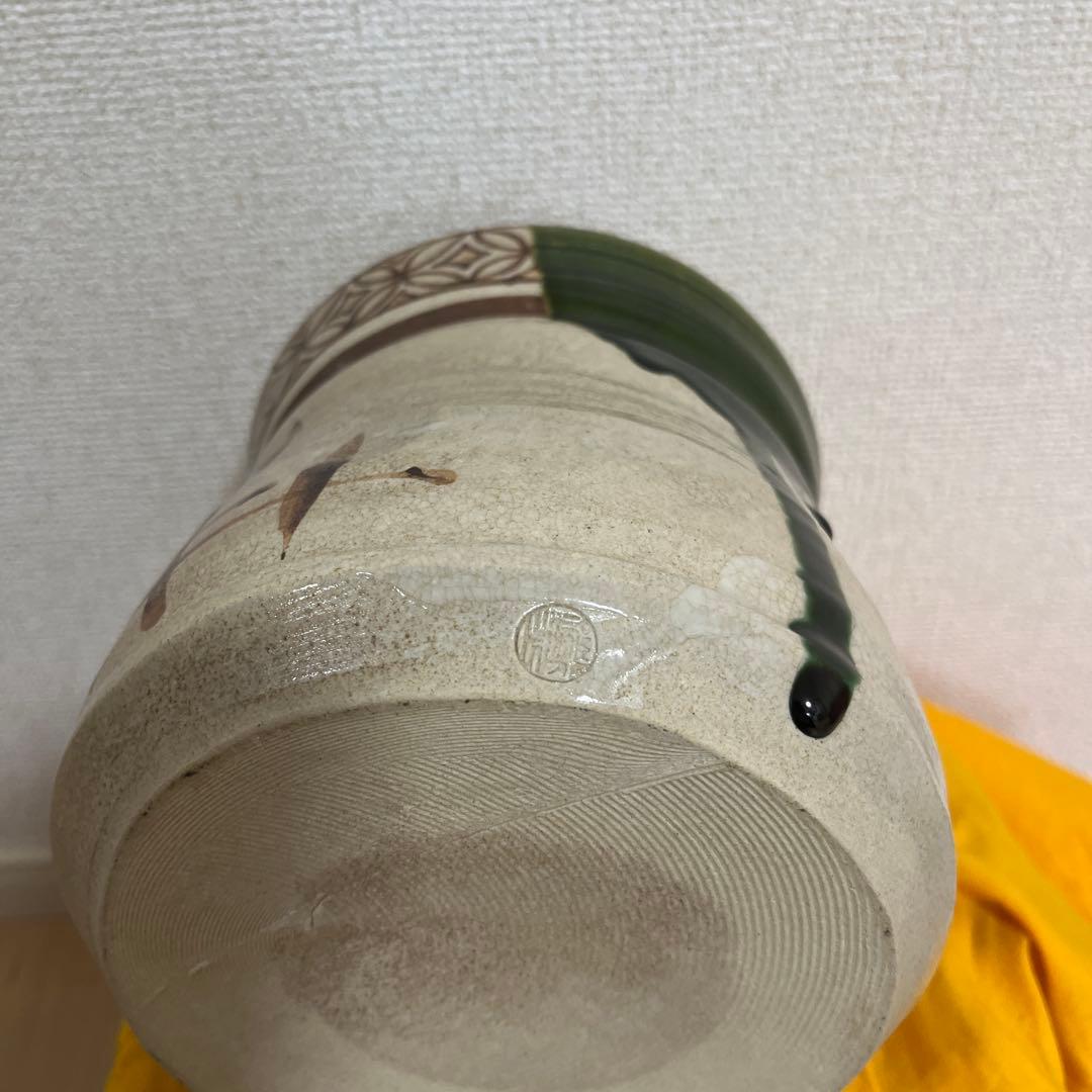 送料込 茶道具 水指 美濃焼 織部 松本鉄山 共箱入り