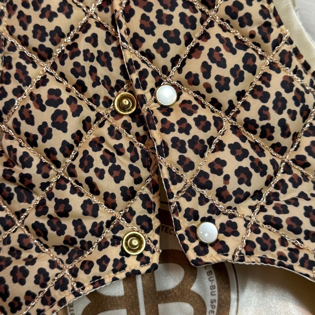 ブルブブ BUL BU-BU レオパード柄ダイヤキルティング ダウンベスト