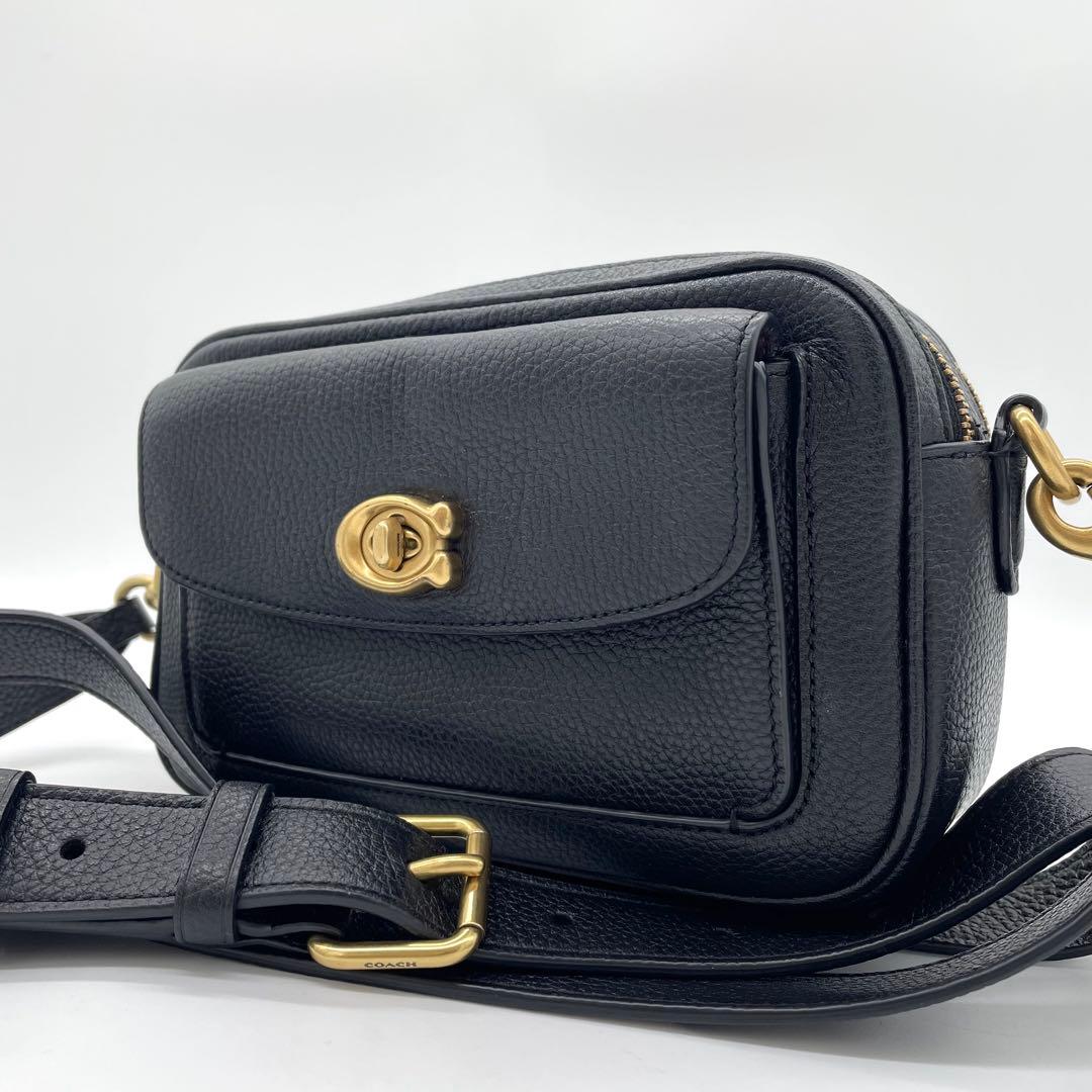 【極美品】コーチ　ウィロウ　カメラバッグ　ターンロック　レザー　ブラック