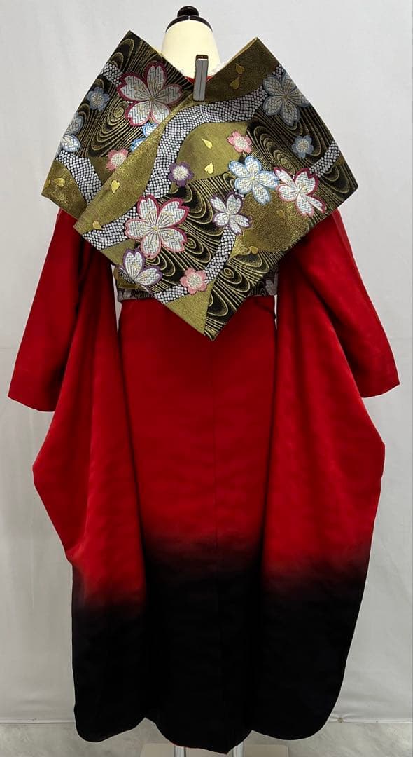 振り袖　フルセット　別誂絞り長襦袢付　赤　黒　ツートーン　成人式　 580