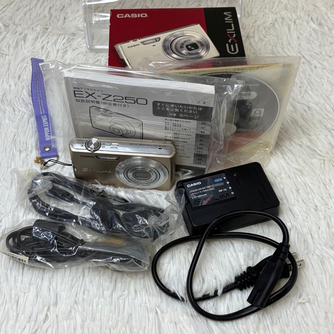 CASIO カメラ　EX-Z250 充電器　説明書　ゴールド コンデジ　動作品
