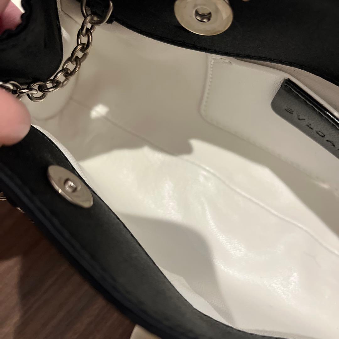 BVLGARI ブルガリ　ブラック サテン パーティーバッグ