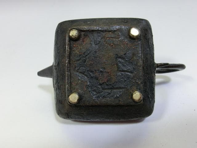 水滴■古銅製時代物 後手急須型 書道道具 急須型水差し 中国古美術 骨董品■