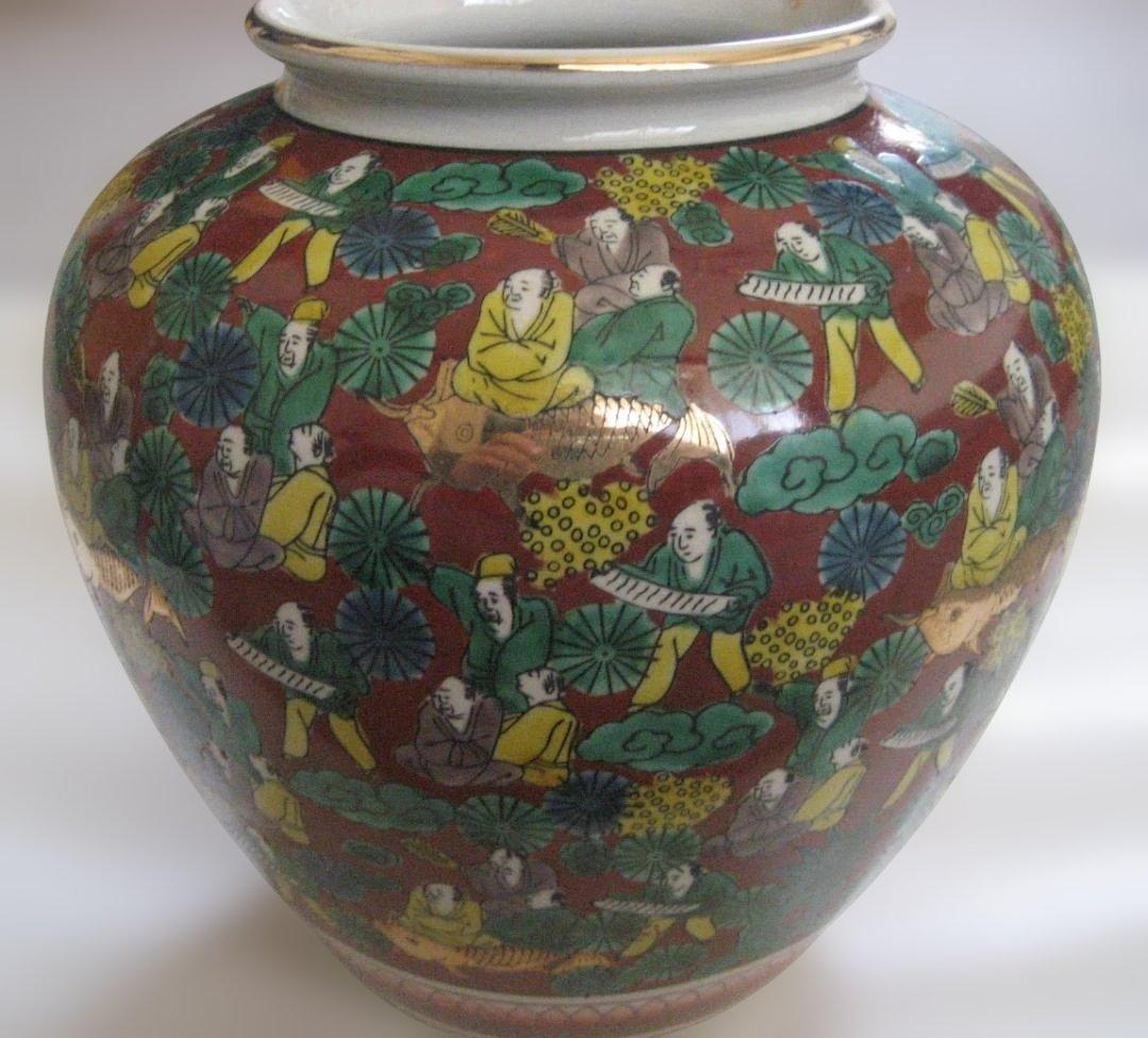 九谷焼 花瓶 木米 赤絵人物図 美術品