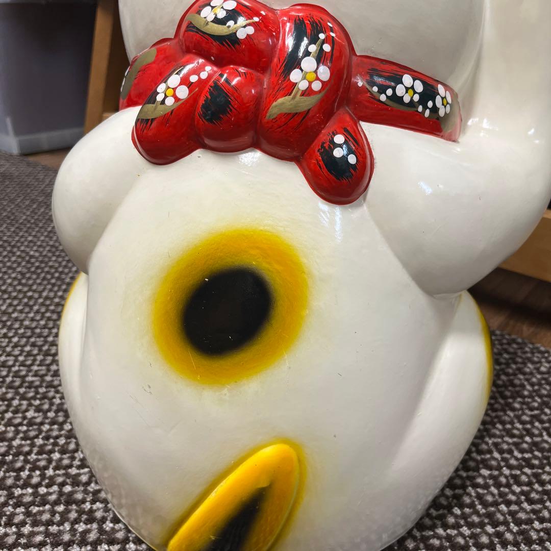 陶器製 縁起担ぎに❣️招き猫 幸運を呼ぶ置物　常滑焼　BIGサイズ　右手上げ