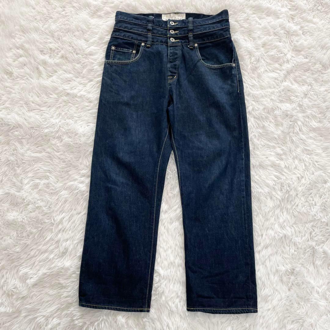 ガンリュウ　サルエルパンツ・デニム・ジーンズ・12AW・製品洗い加工・3連ベルト