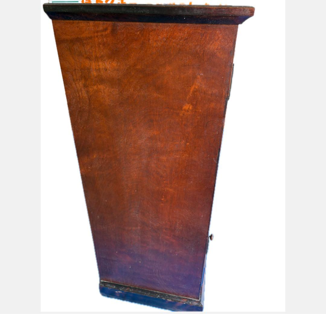 【木製ガラスキャビネット】レトロ収納棚／ガラス扉＆引き出し付き