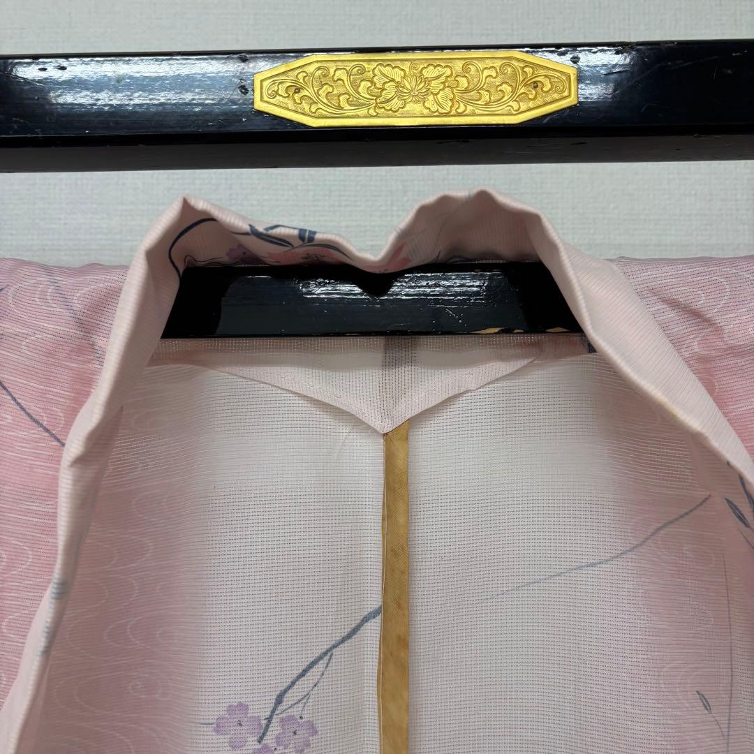 希少品 夏着物 夏振袖 裄67 小紋 絽 涼しげ 盛夏着物 化繊 AK-7585