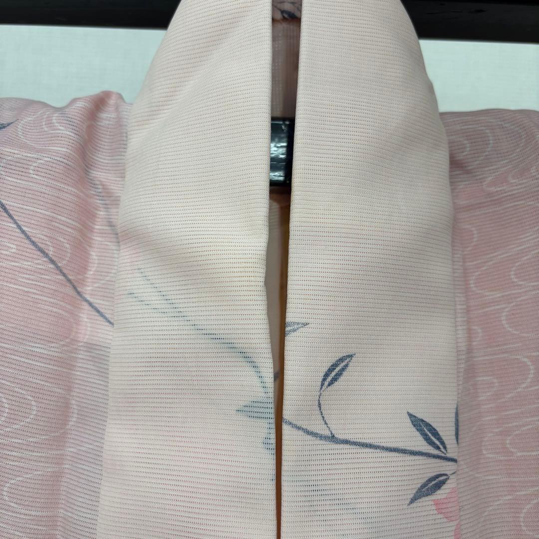 希少品 夏着物 夏振袖 裄67 小紋 絽 涼しげ 盛夏着物 化繊 AK-7585