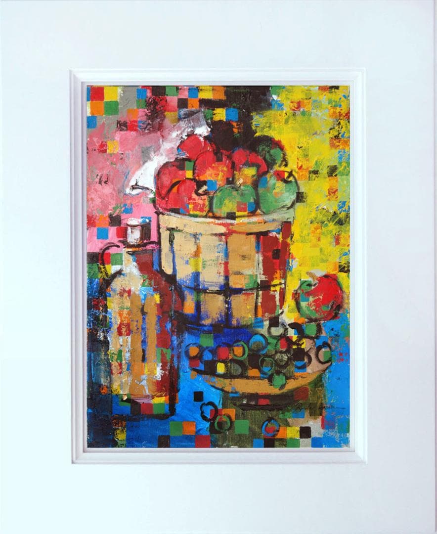 油絵 菅家令子 絵 絵画インテリア額付(白) uF6-063704 静物果物 瓶