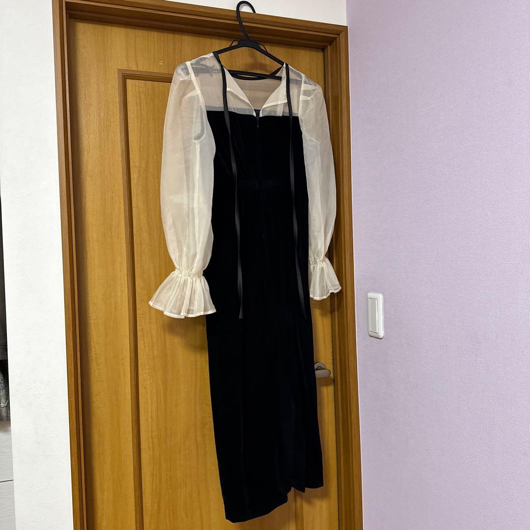 Chico ブラックドレス フリル付きシフォン袖 新品に近い