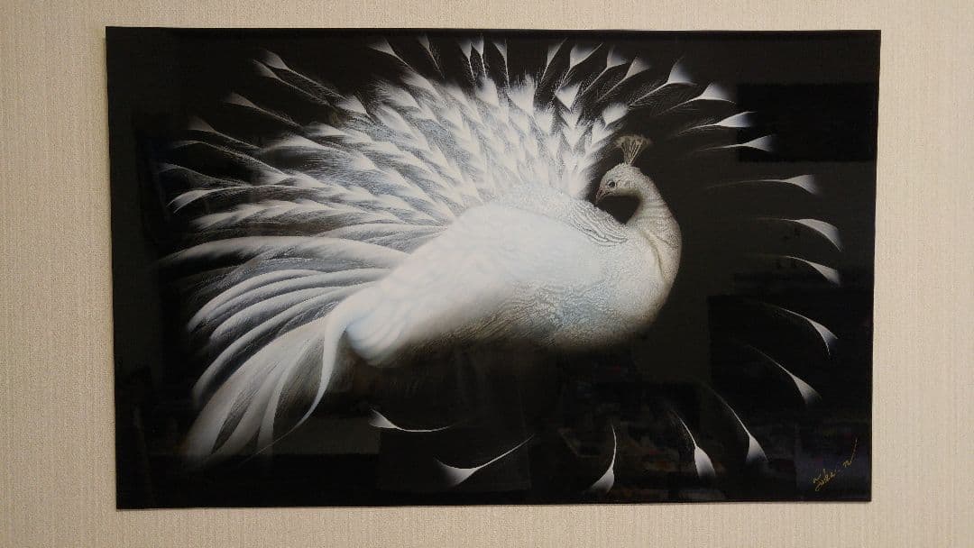 画家　西風　鷹　白孔雀　【原画】　オリジナル　スプレーガン　エアブラシ画