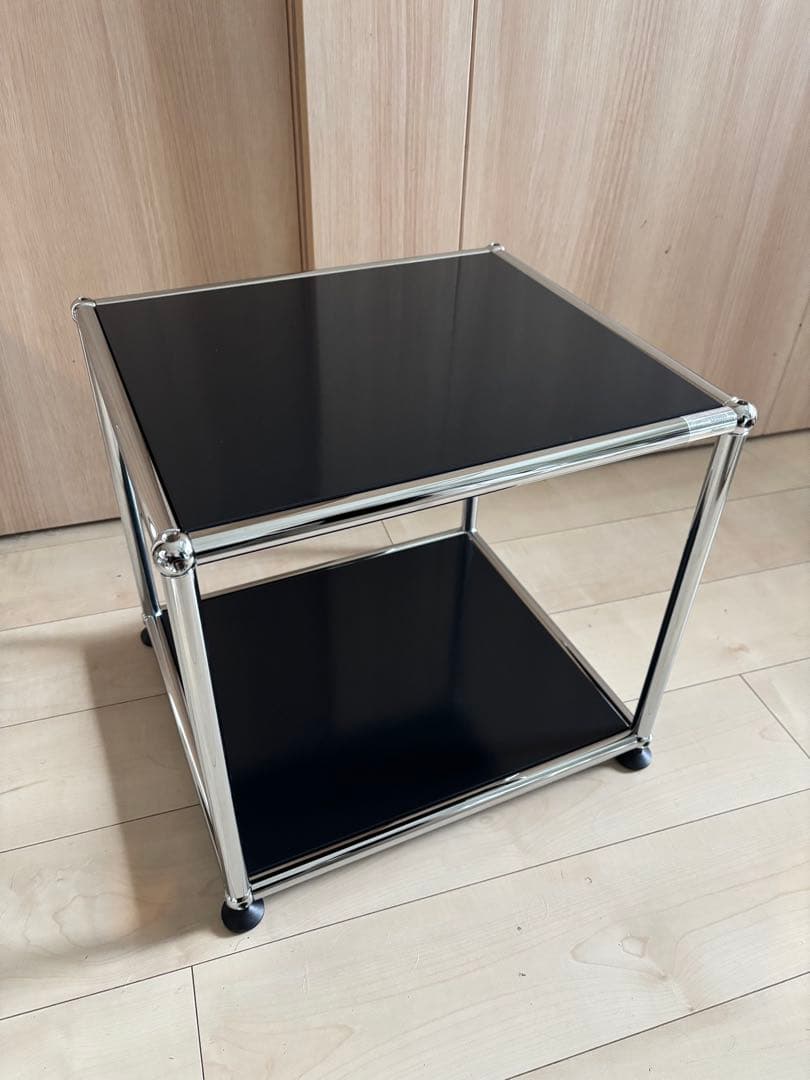 USMハラー　ローテーブル　ブラック　サイドテーブル　キャビネット　シェルフ