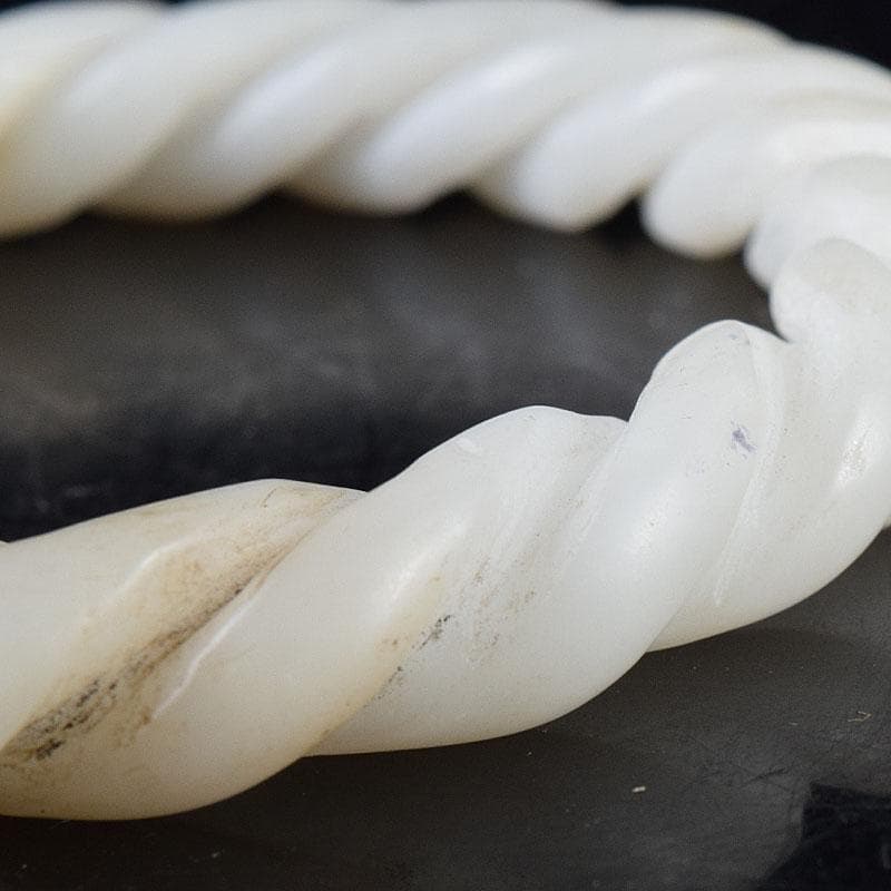 中国　玉石白玉彫刻　玉器　環　装飾品　C　8708E