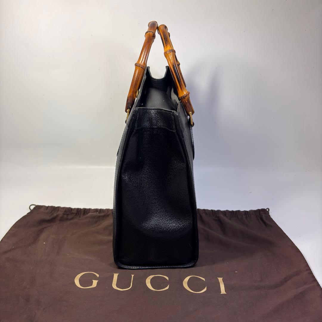 美品GUCCI グッチ バンブー ダイアナ ハンドバッグ レザー　黒 ブラック