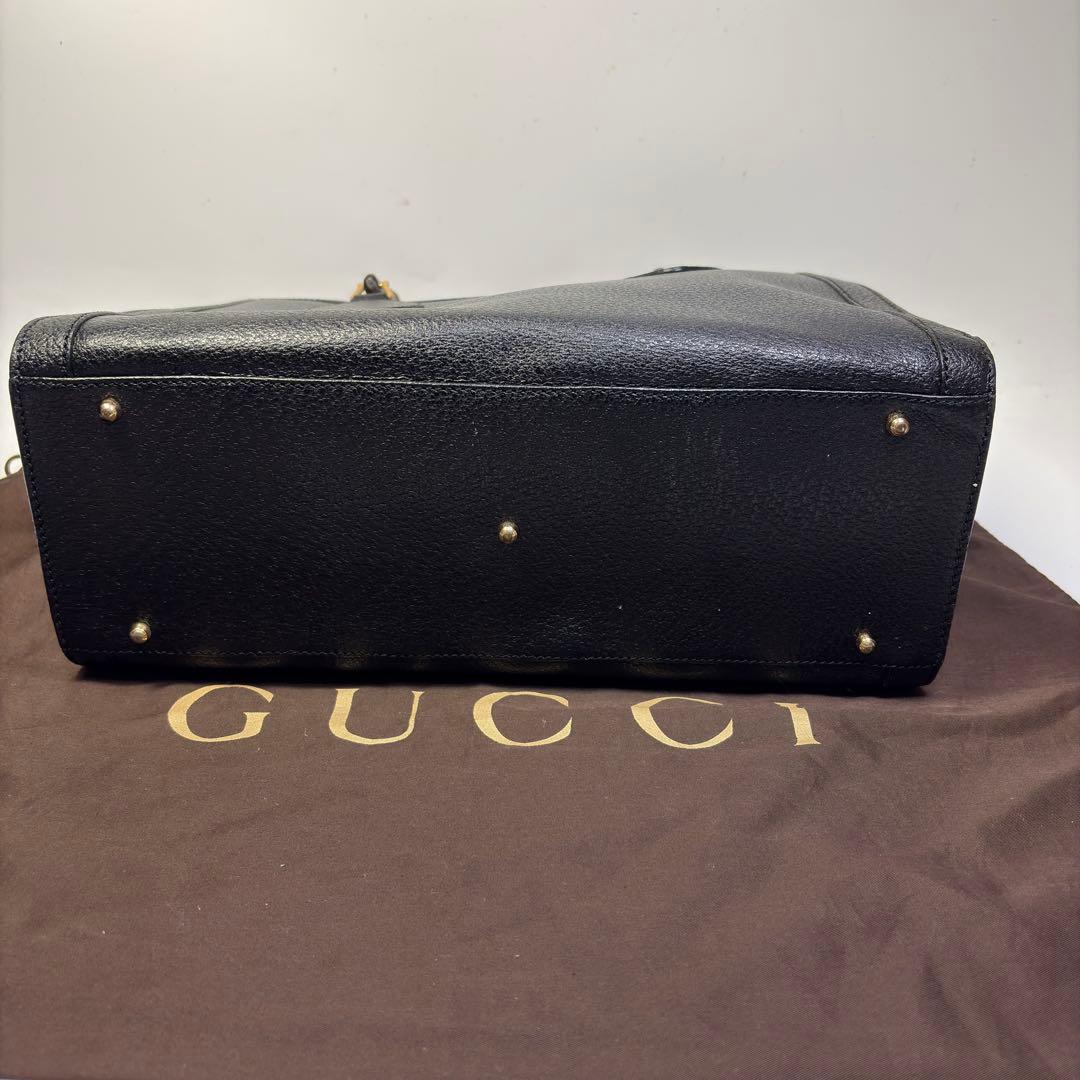 美品GUCCI グッチ バンブー ダイアナ ハンドバッグ レザー　黒 ブラック
