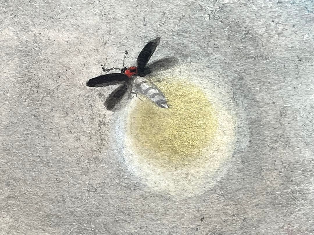 真作保証 小西寿生 墨絵 日本画 「蛍」 肉筆 サイン有り / 超希少