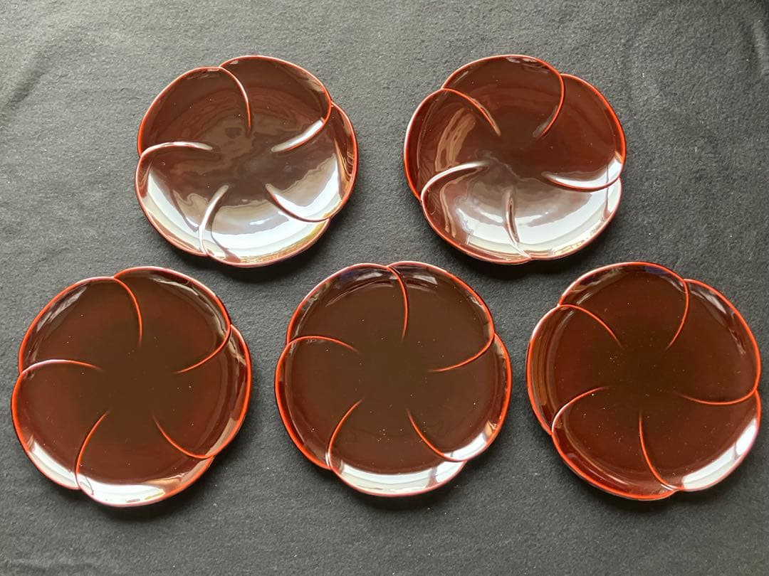 京漆器 天然木銘々皿5枚セット(未使用だと思います)