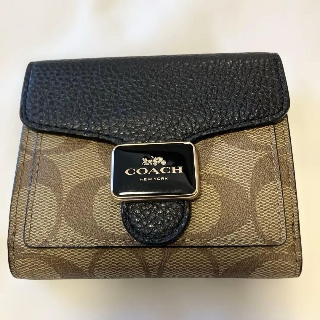 COACH 二つ折り財布 ブラウン ブラック