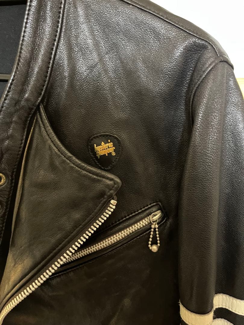 ヒステリックグラマー セミダブルレザーライダースジャケット 黒 L 検ルイスレザ