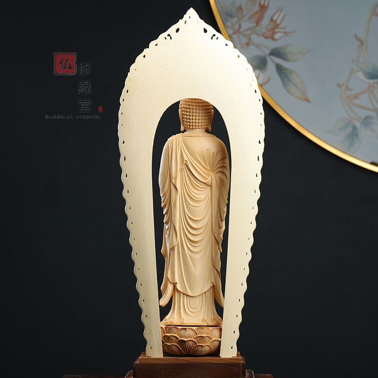 【修縁堂】最高級 木彫仏像 阿弥陀三尊立像 観世音 阿弥陀如来 勢至菩薩 彫刻