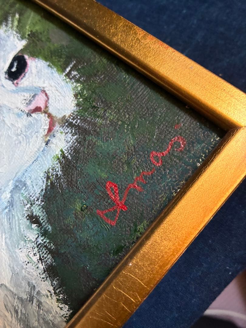 油絵　青森県　今川和男　「子猫」　額入り　猫の絵　額装油彩画