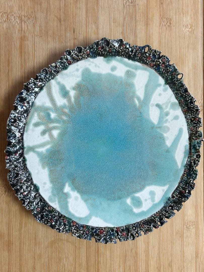 山上學　30㎝皿　螢窯　【希少】