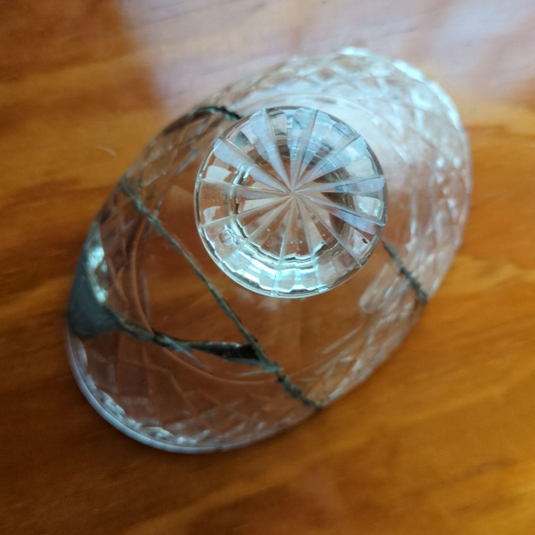 ギヤマン 花模様 ガラス容器 木箱付き　江戸硝子