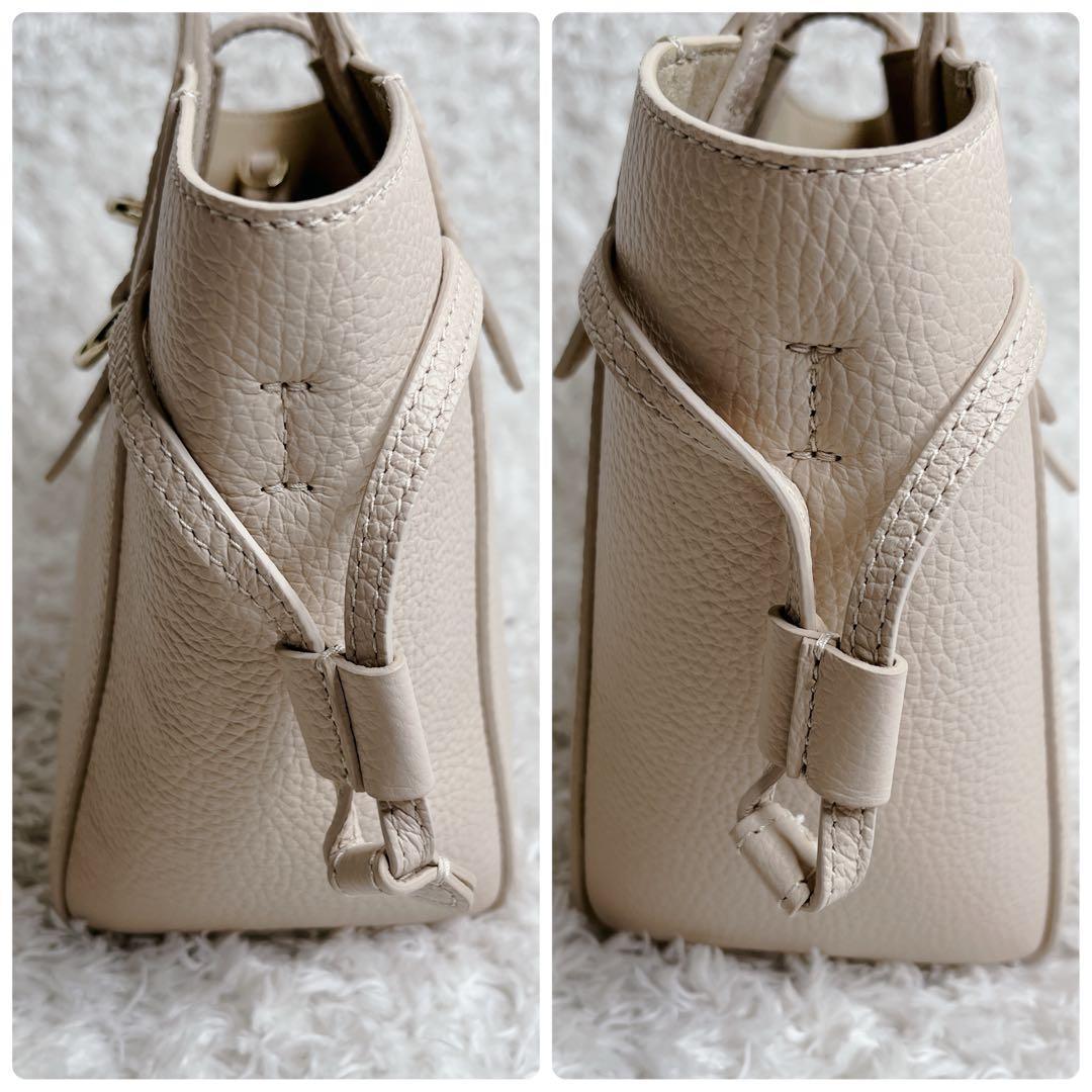 未使用級 フルラ ネット 現行 2way ベ－ジュ ハンドバッグ ミニ レザー