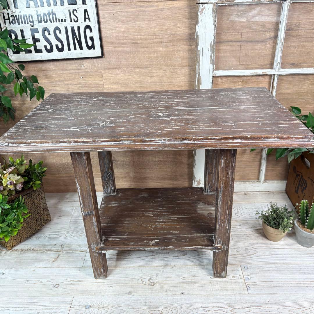 インドネシアアンティークビンテージ年代物テーブル木製ディスプレイ台花台飾台