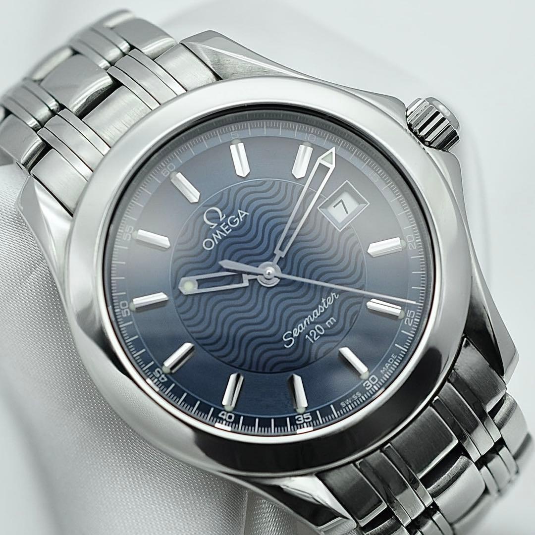 OMEGA オメガ 磨き済 2511.81 シーマスター 120m 紺 メンズ