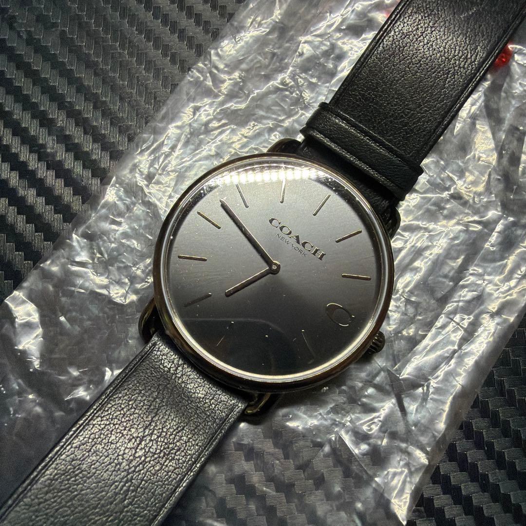 COACH Elliot 腕時計 ブラックレザー