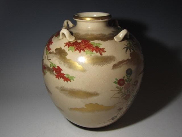 野々村仁清 四季花に雉 大壷（花器）全高33㎝ 飾り映えのする名品 k558