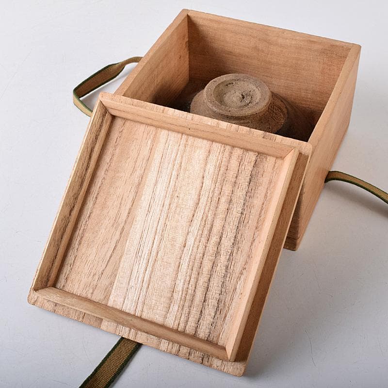 茶道具　楽吉左衛門　黒楽平茶碗　時代箱付　V　R8452