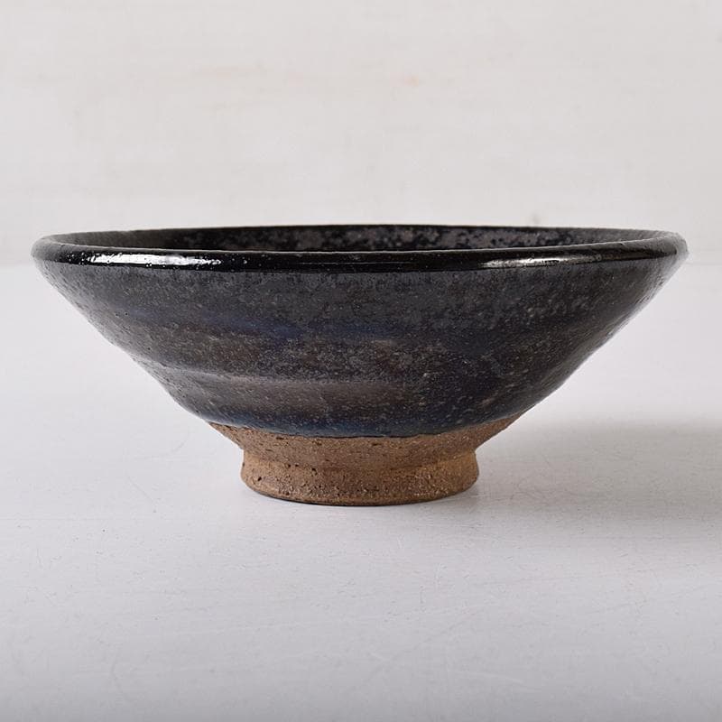 茶道具　楽吉左衛門　黒楽平茶碗　時代箱付　V　R8452