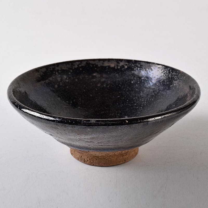 茶道具　楽吉左衛門　黒楽平茶碗　時代箱付　V　R8452