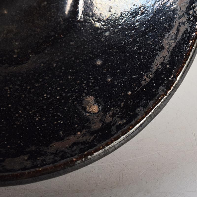 茶道具　楽吉左衛門　黒楽平茶碗　時代箱付　V　R8452