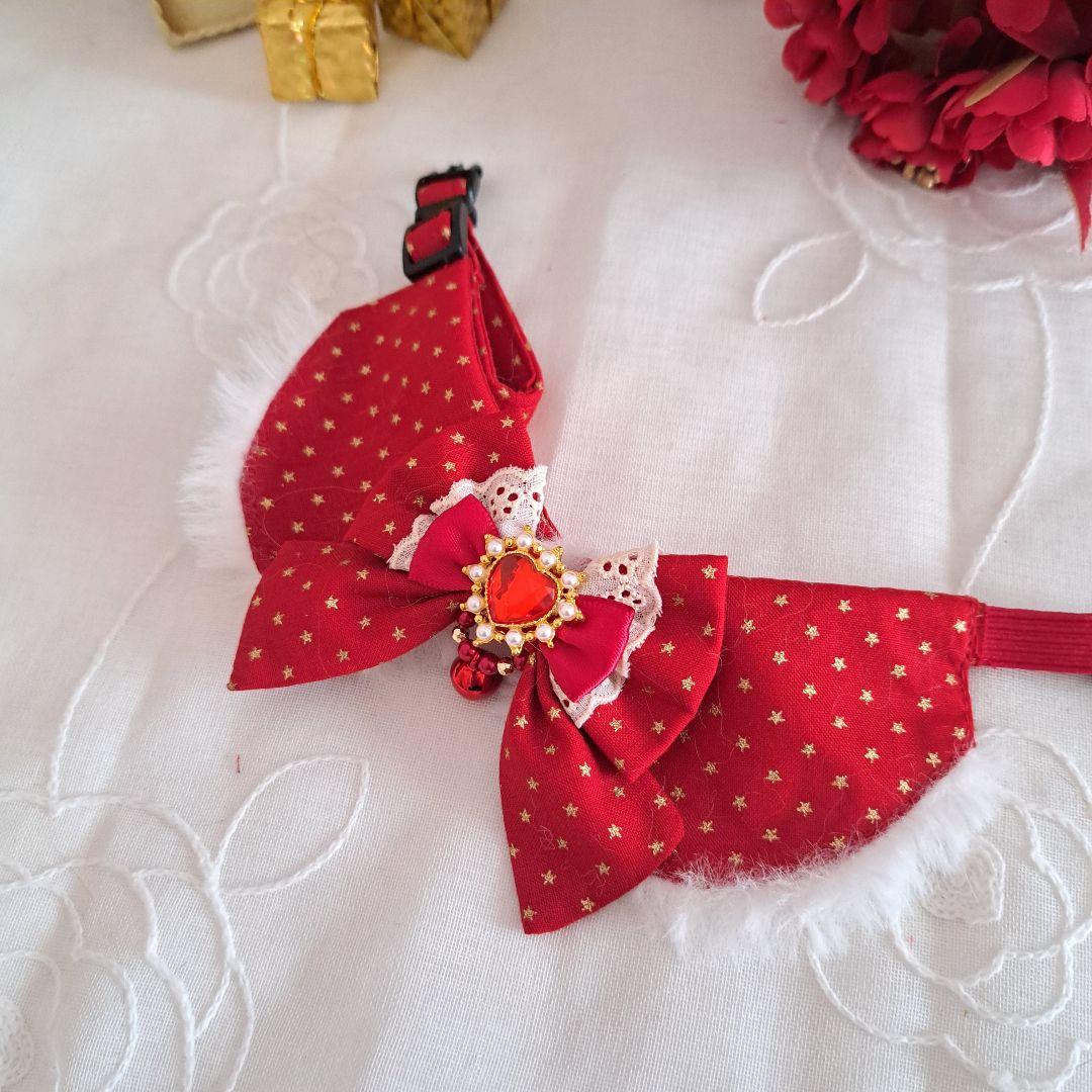 クリスマスシリーズ(キラキラ星)わんちゃん猫ちゃん用襟つき首輪