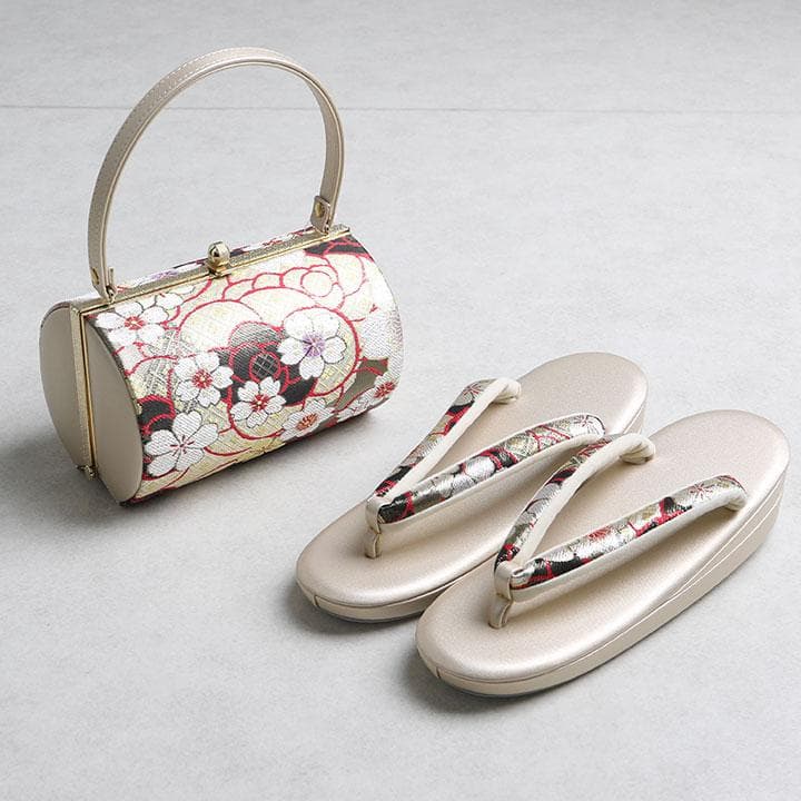【新品】草履バッグセット　小花柄 振袖用 草履26cm(LL) 00104