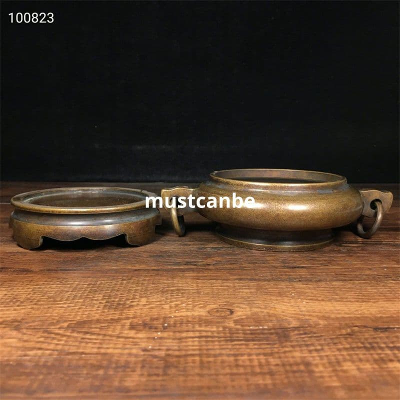 銅器 鬲(れきれき)式套炉 宣徳炉 茶道焚香炉 香道具 装飾品 工芸品 置物