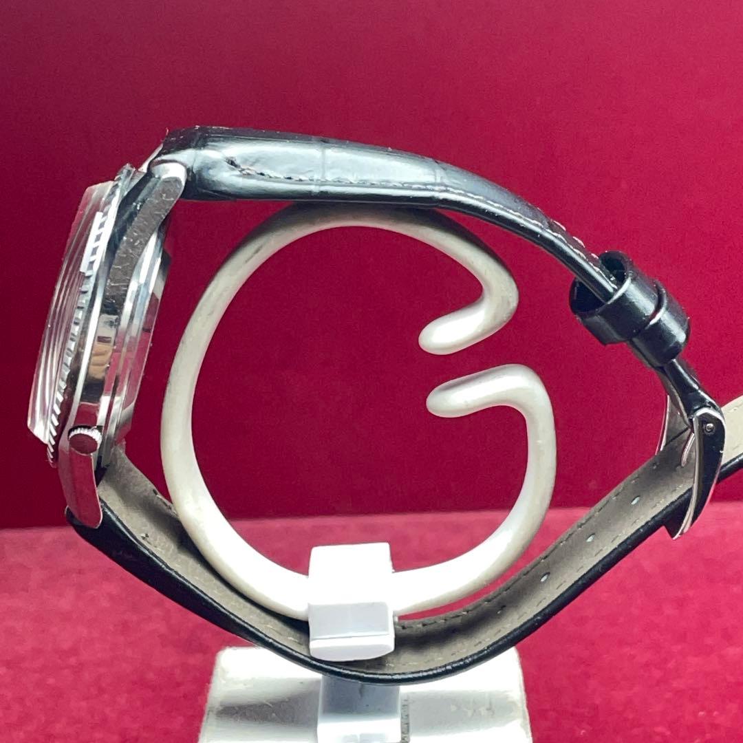 OH済 希少黒 未使用 SEIKO 5 風防新品換済 自動巻 フルーテッドベゼル