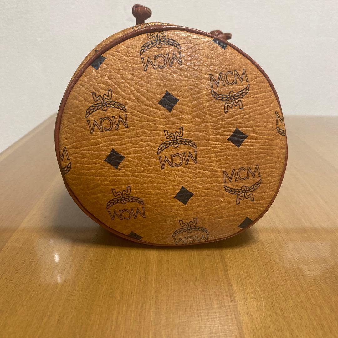 MCM ブラウンレザー 巾着型　バケツ型　ショルダーバッグ