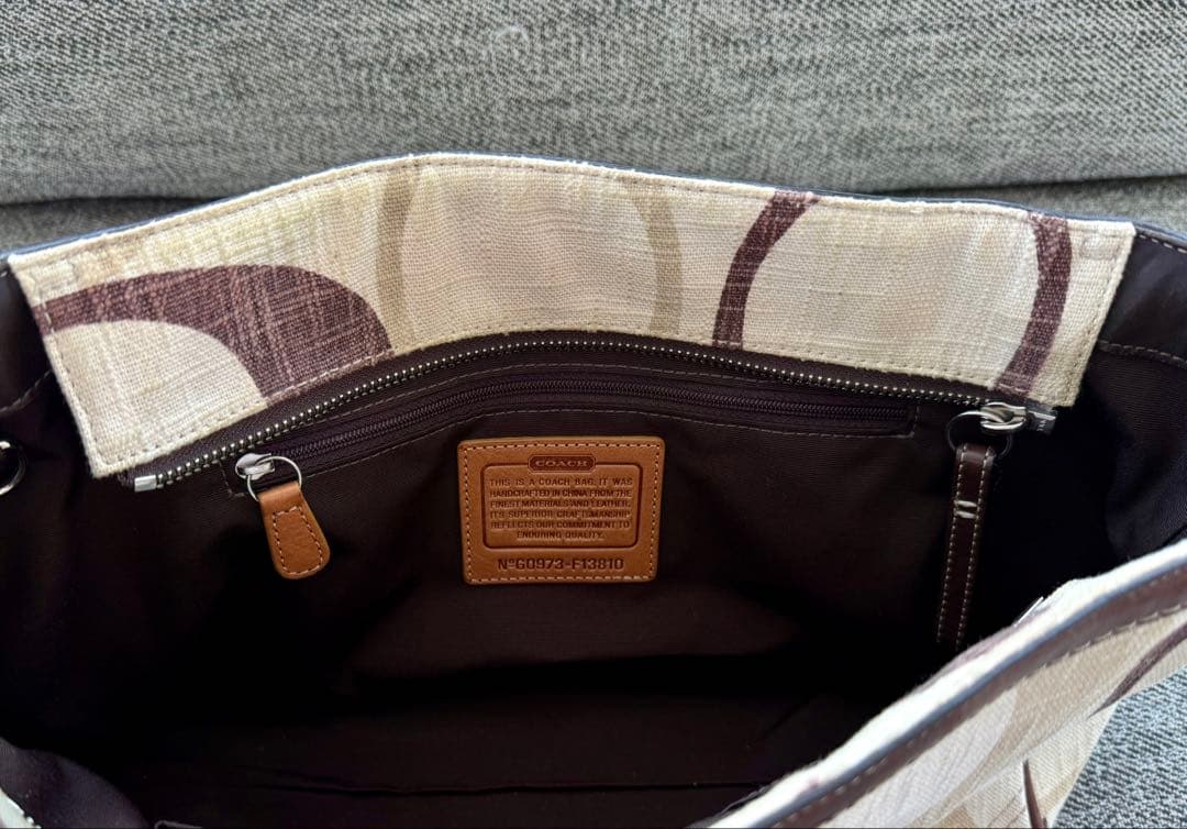 【COACH】コーチ シグネチャートートバッグ F13810 ベージュ/ブラウン