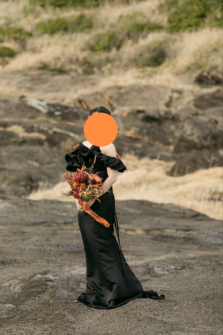 《unq》オフショルダー ソフトマーメイドドレス ブラック