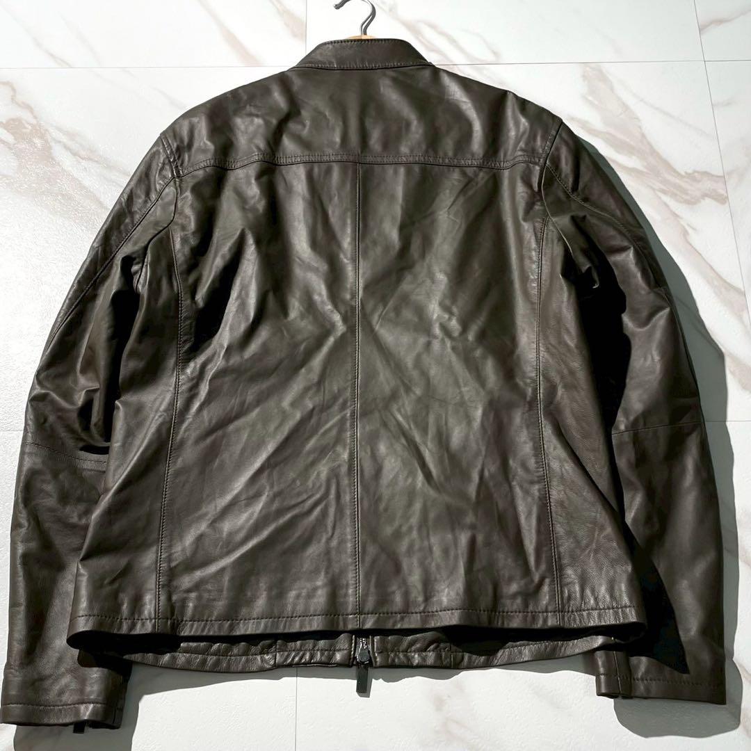 未使用タグ付✨JOSEPH 八の字ジップ 羊革 シングルライダースジャケット 緑