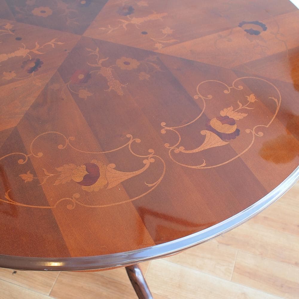 イタリアンクラシック 象嵌細工 ダイニングテーブル 直径108cm