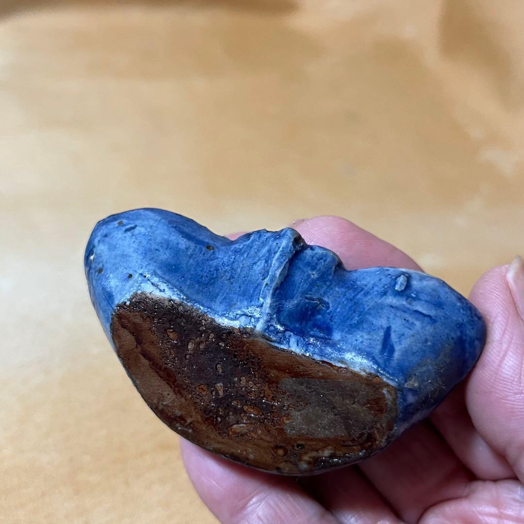 古美術 李朝　瑠璃釉　水滴　蝶